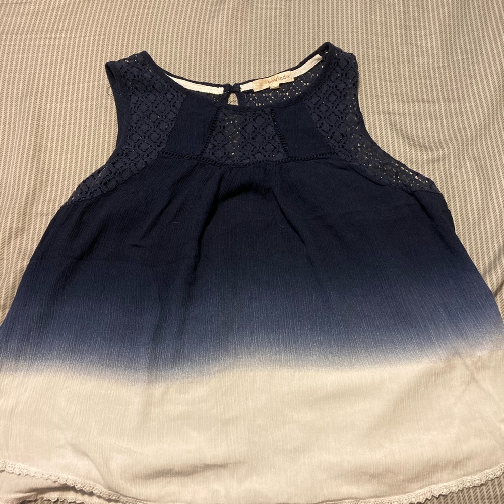 Blue to white ombré tank top